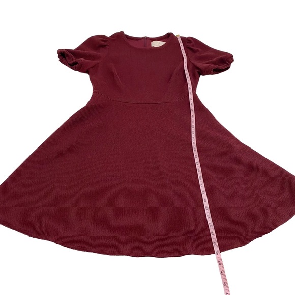 Gal Meets Glam Red Vino Kristen Puff Sleeve Fit And Flare Pocket Dress, Size 12 - Picture 11 of 16